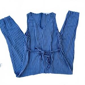 The Nines by Hatch blue striped linen jumpsuit maternity size XXL